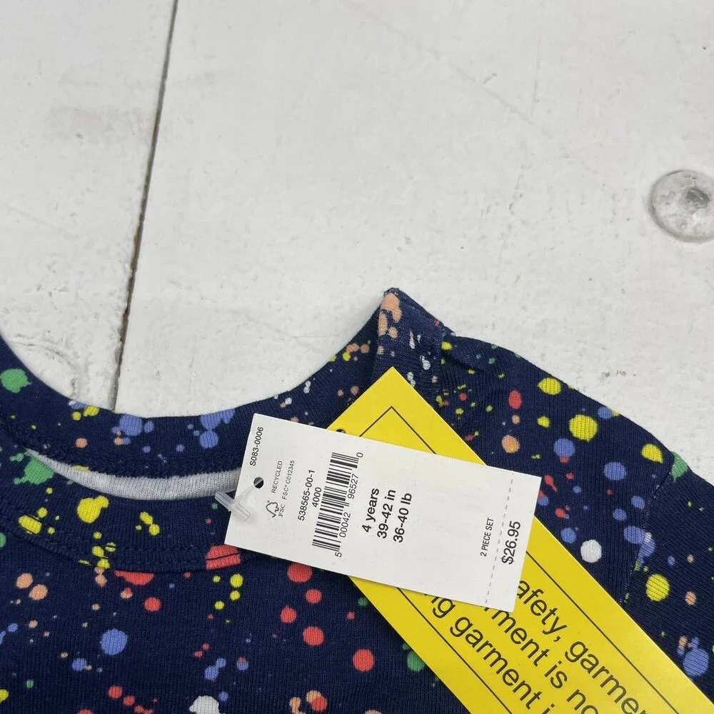Gap Pajama Set Kids 4 Years Multicolor Paint Splatter Cotton 2 Piece Sleepwear